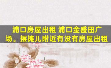 浦口房屋出租 浦口金盛田广场。摆摊儿附近有没有房屋出租